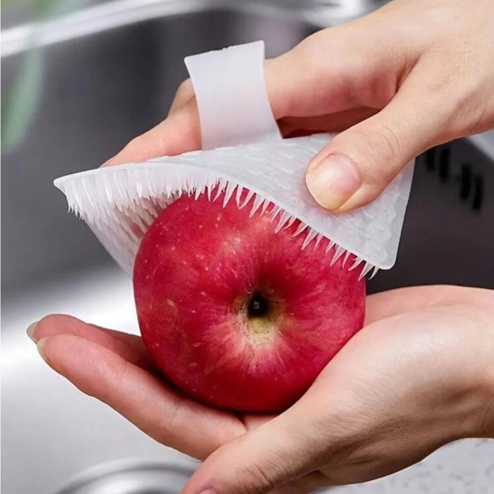 Silicone Fruit, Vegetable, and Dish Scrubber - White